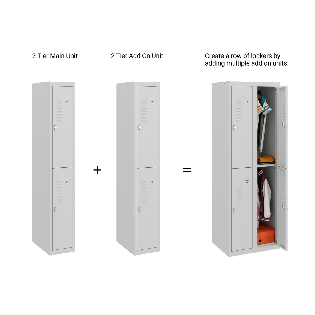 Flat-Packed Lockers – 1 & 2 Tier | Main & Add-On Units for Expandable Rows - BDS Series